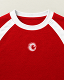 Ignite Red Club-Terry Co-ord Set - raglan panel and chest emblem detail