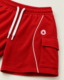 Ignite Red Club-Terry Co-ord Set - shorts piping and cargo pocket detail