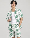 Island Toile co-ord shirt worn open over a white tank