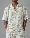 Ivory Botanica co-ord shirt collar and print detail
