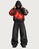 Kalyug heavyweight graphic hoodie - hood up styling