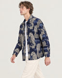Leopard's Lair tapestry shacket - side view