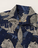 Leopard's Lair tapestry shacket - collar and buttons detail