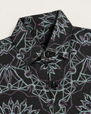 Mandala Web tapestry cropped shacket - collar and buttons detail