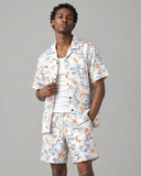Maritime Wave co-ord shirt worn open over a white tank