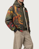 Morass Deep Jungle fur-lined jacket – sleeve print