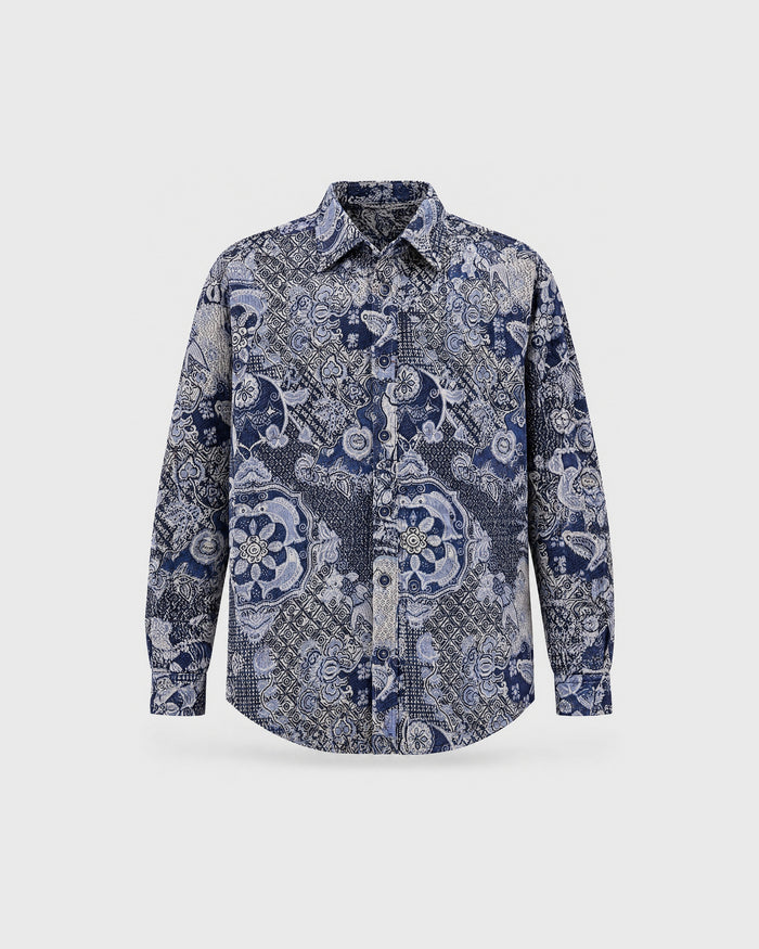 Navy Nebula Luxury Tapestry Overshirt