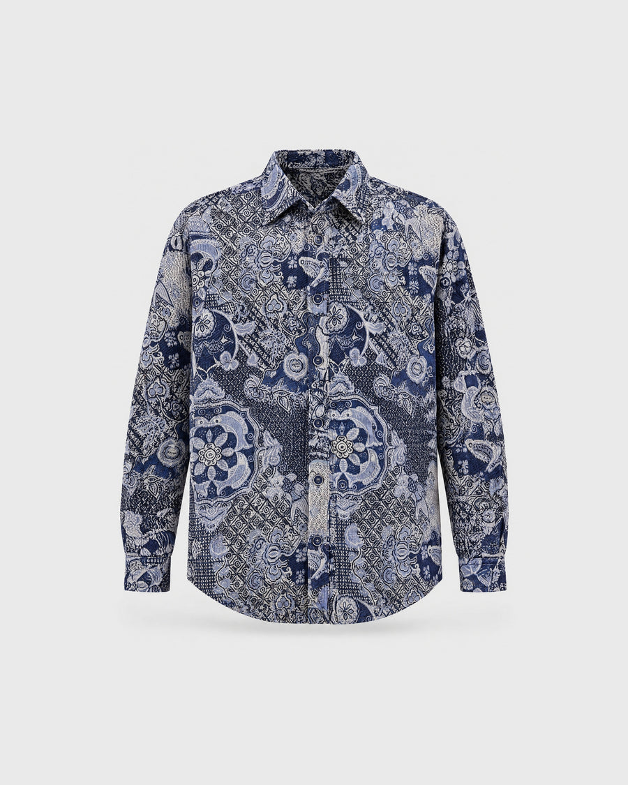 Navy Nebula Luxury Tapestry Overshirt