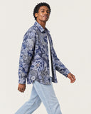 Navy Nebula tapestry shacket - side view