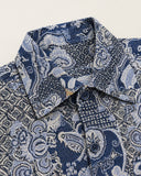 Navy Nebula tapestry shacket - collar and buttons detail