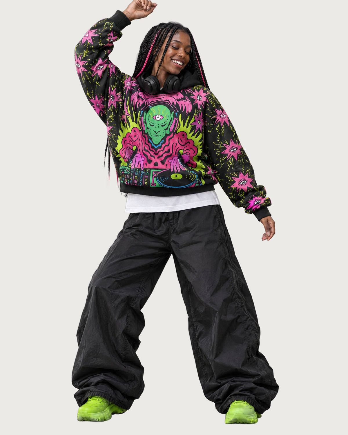 Neon Alien DJ Signature Baggy Hoodie