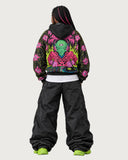 Neon Alien DJ heavyweight graphic hoodie - full back view