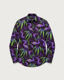 Abyssal Tide Neon Serpent Premium Shirt flat lay - purple serpent and neon leaf print