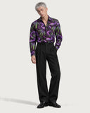 Abyssal Tide Neon Serpent Premium Shirt tucked into black pleated trousers