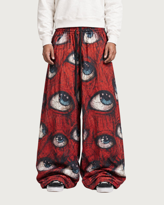 Ocular Crimson Wide Leg Trousers
