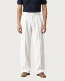 Alabaster White pleated wide-leg trousers - front view