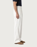 Alabaster White pleated wide-leg trousers - side view