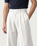 Alabaster White pleated wide-leg trousers - pleat and waistband detail