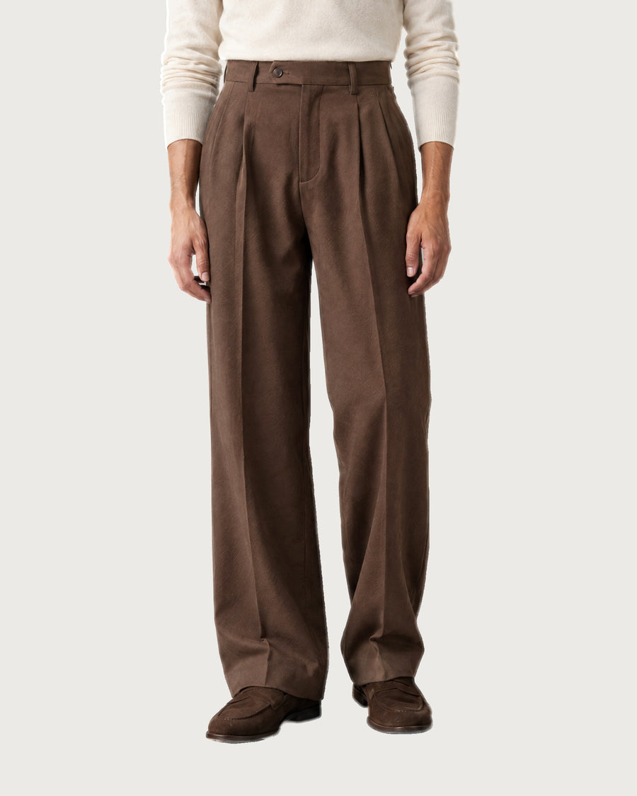 Pleated Wide-Leg Trouser - Deep Walnut