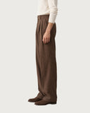 Deep Walnut pleated wide-leg trousers - side view