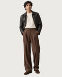 Deep Walnut pleated wide-leg trousers - winter outfit