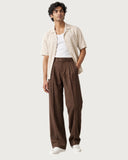 Deep Walnut pleated wide-leg trousers - summer outfit