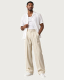 Ecru Cream pleated wide-leg trousers - summer outfit