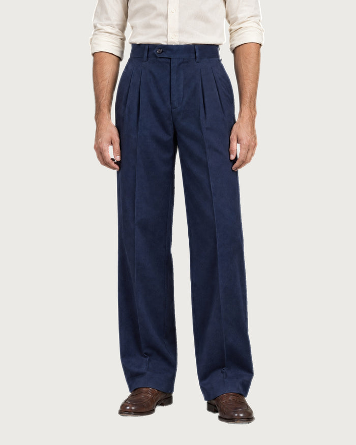 Pleated Wide-Leg Trouser - Midnight Navy