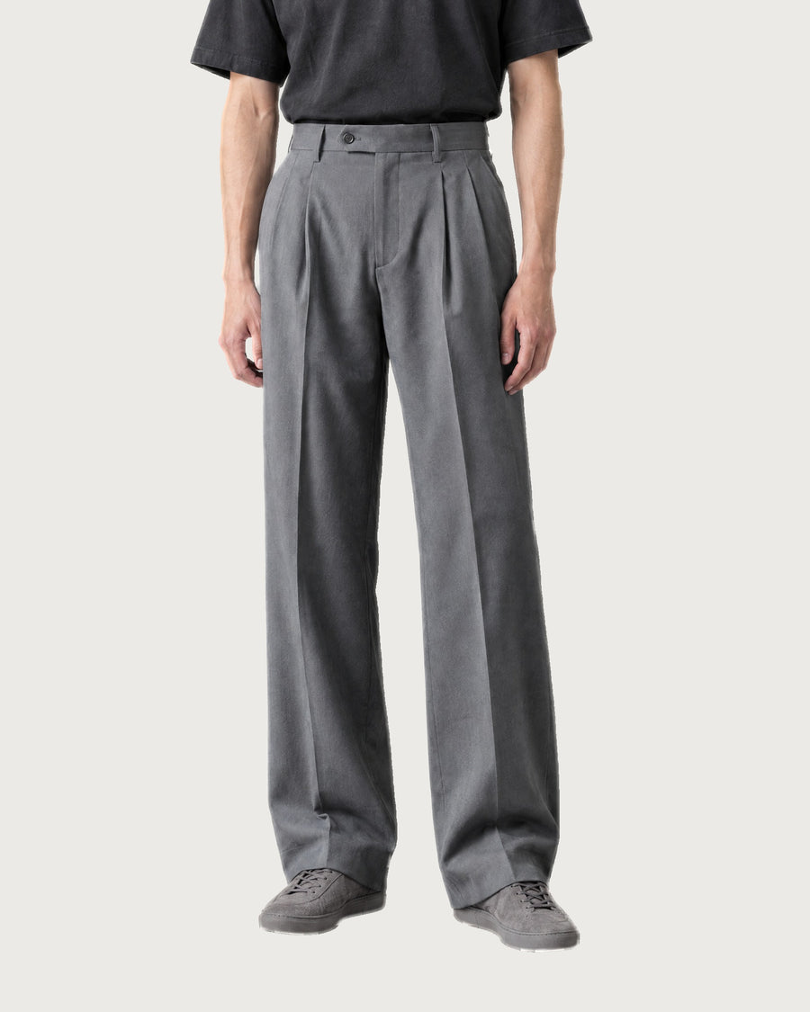 Pleated Wide-Leg Trouser - Steel Anthracite