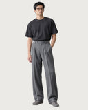 Steel Anthracite pleated wide-leg trousers - full look on model
