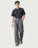 Steel Anthracite pleated wide-leg trousers - walking