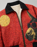 Red Wave Canvas fur-lined zip-up jacket – print and fleece close-up