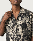 Renaissance Boxy-Fit Cuban Shirt collar and print close-up