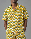 The Retro Wave co-ord shirt collar and print detail