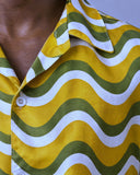 The Retro Wave cotton satin fabric close-up