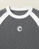 Steel Grey Club-Terry Co-ord Set - raglan panel and chest emblem detail