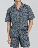 Slate Paisley co-ord shirt collar and print detail