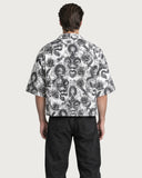 Tattoo Boxy-Fit Cuban Shirt back view - all-over print and dropped shoulders