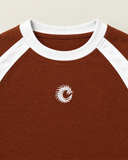 Terra Brown Club-Terry Co-ord Set - raglan panel and chest emblem detail
