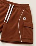 Terra Brown Club-Terry Co-ord Set - shorts piping and cargo pocket detail