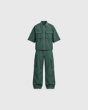 Teal Zenith Nylon Zip Co-ord Set - shirt and cargo pants