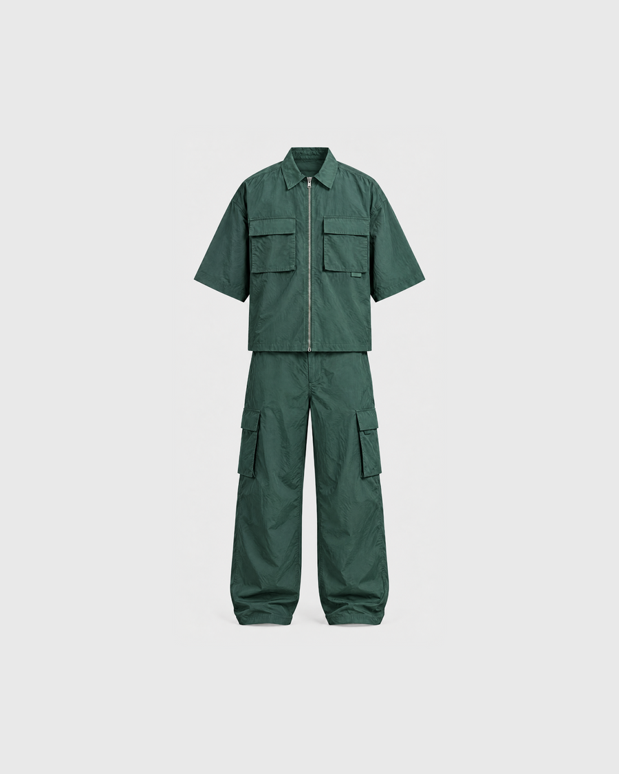 Teal Zenith Nylon Zip-Up Matching Co-ord Set