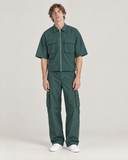 Teal Zenith Nylon Zip Co-ord Set - on model, front