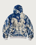 Throne of Waves heavyweight baggy hoodie – back flat lay