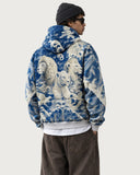 Throne of Waves heavyweight baggy hoodie – back view on model