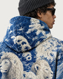 Throne of Waves heavyweight baggy hoodie – hood close-up