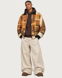 Vintage Golden Hour fur-lined zip-up jacket – full look on model