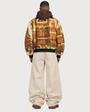 Vintage Golden Hour fur-lined zip-up jacket – back view on model