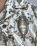 The Vintage Lantern cotton satin fabric close-up