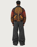 Wildwood Leopard fur-lined zip-up jacket – back view on model